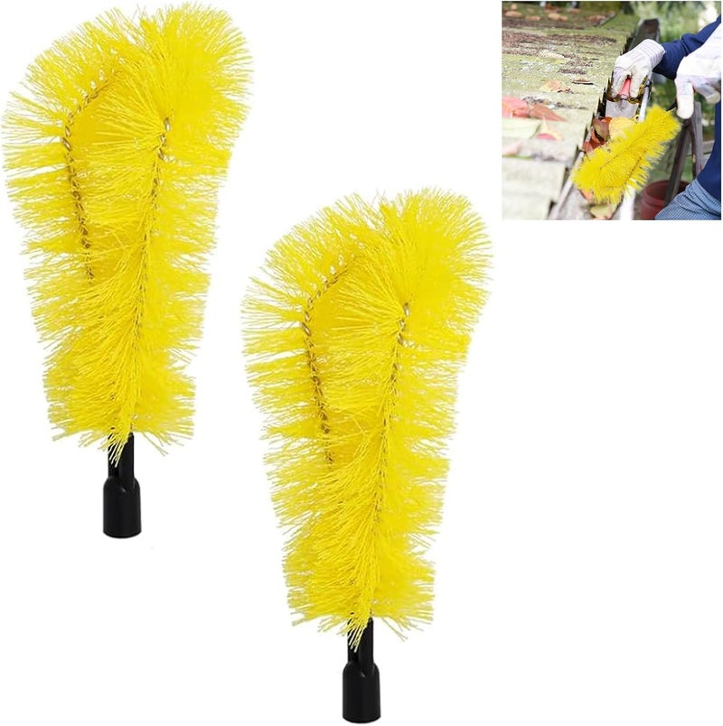 QoTang 2 PCS Gutter Cleaning Brush Roofing Tool Rain Gutter Guard Cleaner Tool Adaptation Thread Interface Dia 0.83 Inch 21 mm Gutter Cleaning Brush Tools Interface Diameter (Pole Not Included) - Image 1
